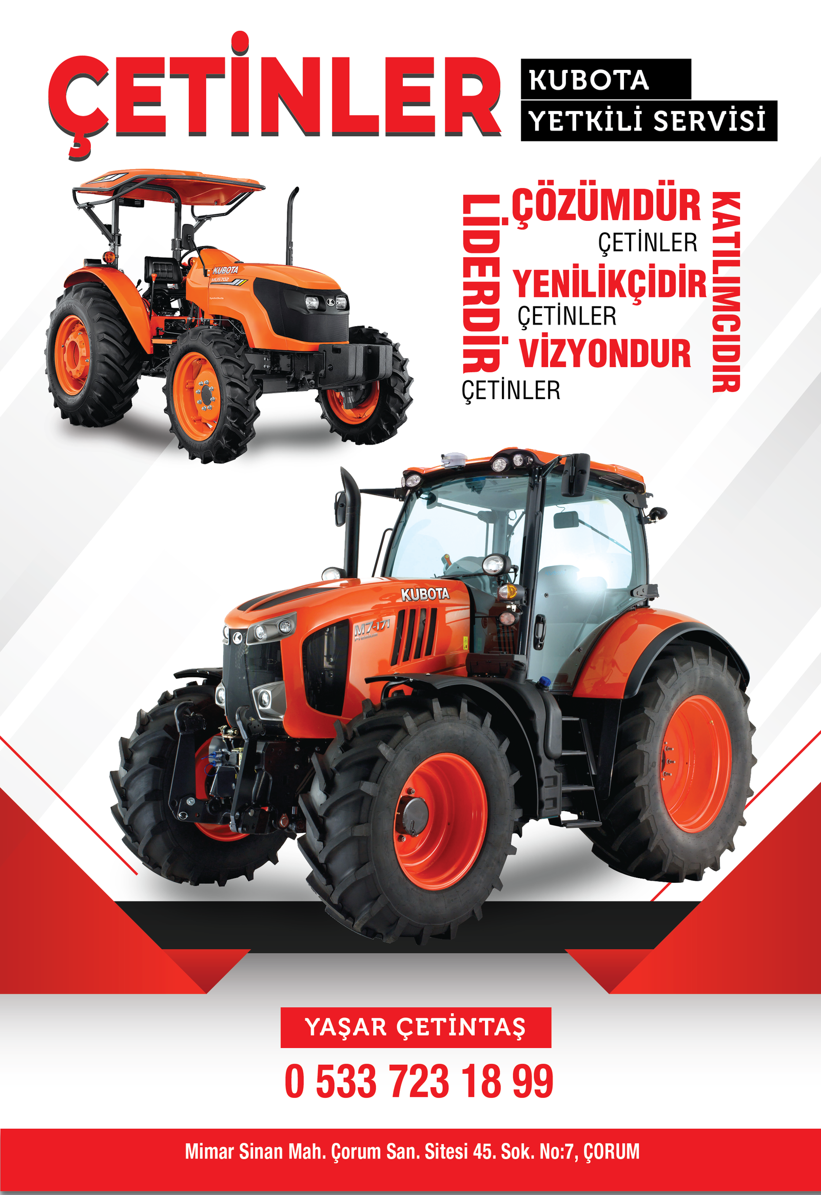 Çetinler Kubota Yetkili Servis – Çorum