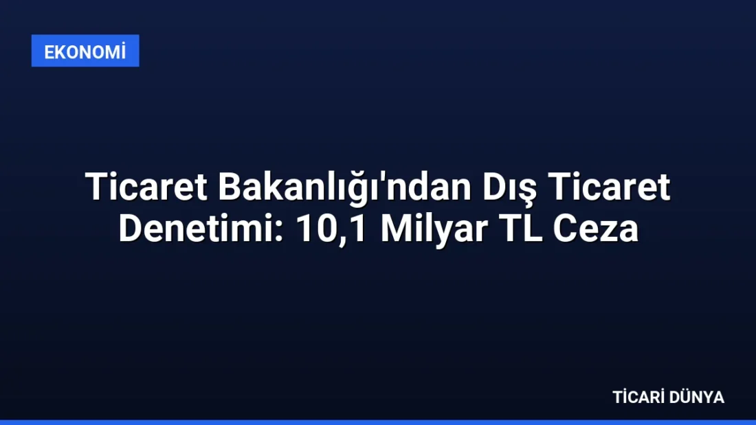Ticaret Bakanlığı’ndan Dış Ticaret Denetimi: 10,1 Milyar TL Ceza